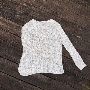 Loft White Polka Dot Blouse